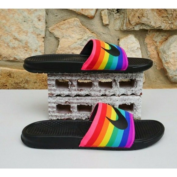NIKE BENASSI JDI BETRUE Slide Slipper Sz 14 CD2717-001 Rainbow Multi-Color LGBTQ - Picture 3 of 8